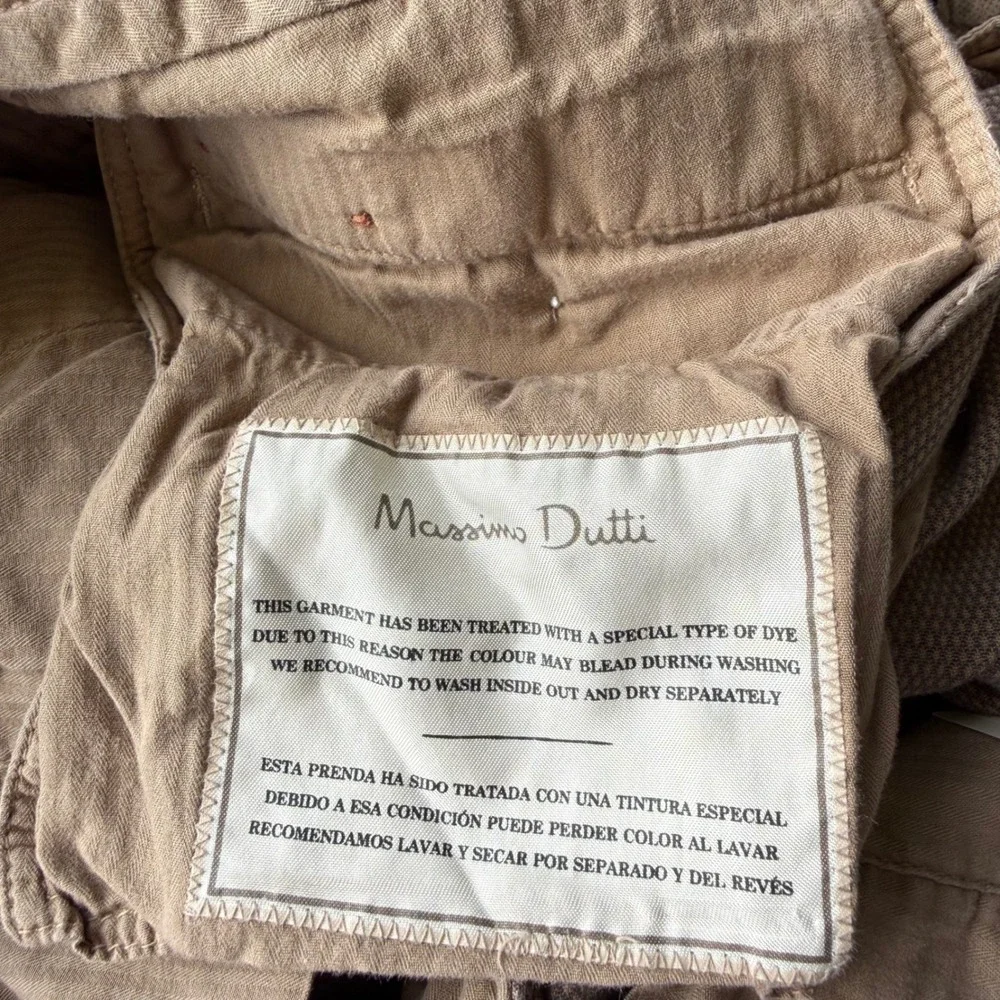 Massimo Dutti Casual Fit Textured Cotton Blend Chino Pants Tan 32x30 - Picture 8 of 15